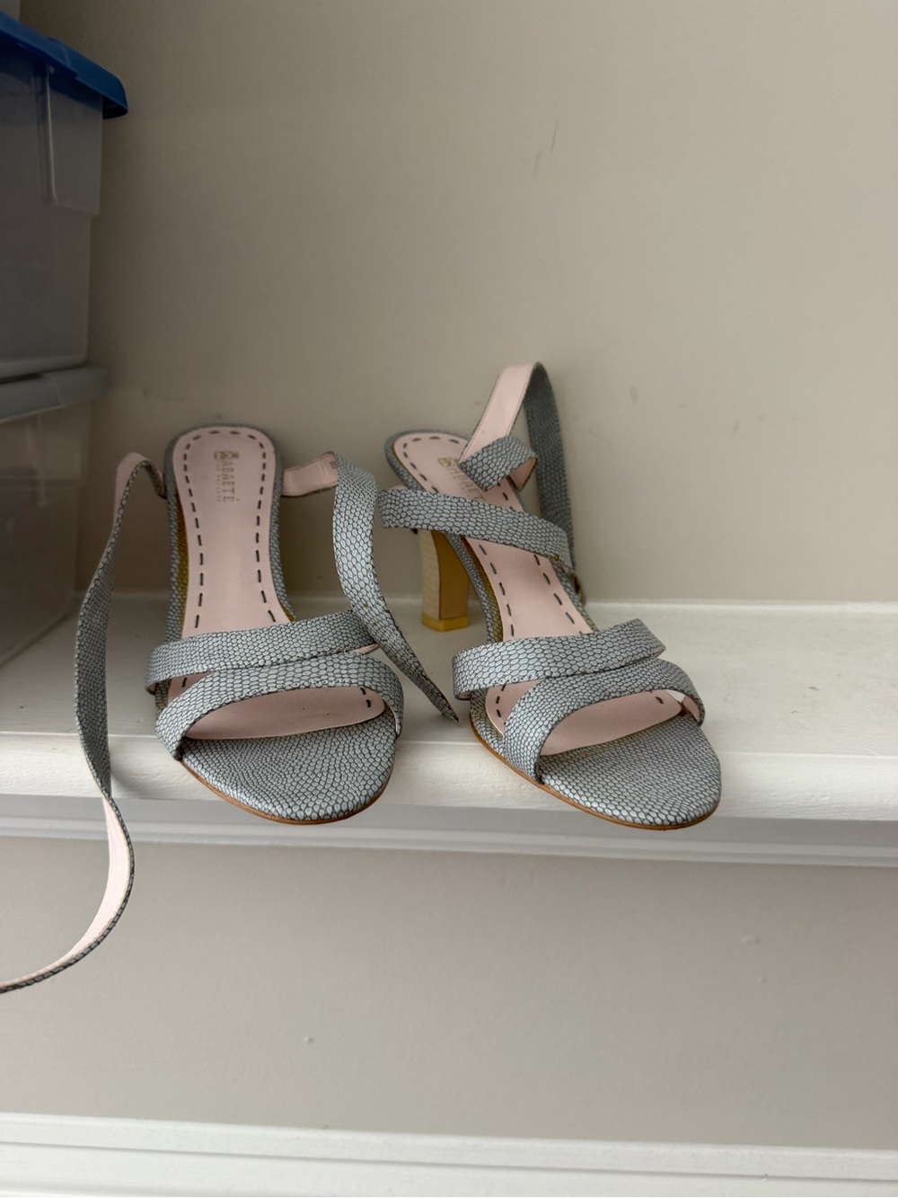Women's Gray Strappy Block Heel Sandals